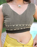 Yellow Linen Mirror Work Printed Saree
