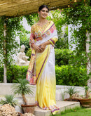 Ready To Wear Light Yellow Silk Printed Saree