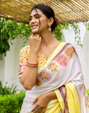 Ready To Wear Light Yellow Silk Printed Saree