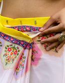 Ready To Wear Light Yellow Silk Printed Saree
