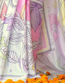 Ready To Wear Off White Silk Printed Saree