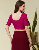 Rani Pink Cotton Dyed Self Woven Blouse