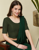 Army Green Cotton Lycra Dyed Self Woven Blouse
