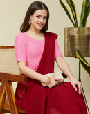 Taffy Pink Cotton Lycra Dyed Self Woven Blouse