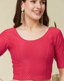 Dark Peach Cotton Lycra Dyed Self Woven Blouse