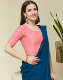 Light Peach Cotton Lycra Dyed Self Woven Blouse