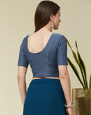 Dark Grey Cotton Lycra Dyed Self Woven Blouse