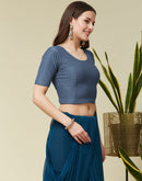 Dark Grey Cotton Lycra Dyed Self Woven Blouse