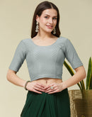 Light Grey Cotton Lycra Dyed Self Woven Blouse