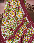 Ready To Wear Off White Cotton Ikkat Printed Saree