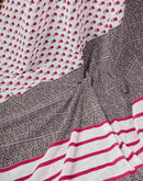 Ready To Wear White Cotton Printed Saree