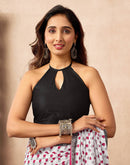 Ready To Wear White Cotton Printed Saree