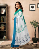 Ready To Wear Off White Cotton Printed Saree