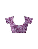 Ready To Wear Dark Purple Cotton Printed Saree With Pocket
