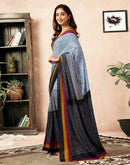 Ready To Wear Black Cotton Ikkat Printed Saree