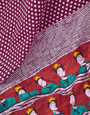 Ready To Wear Wine Cotton Printed Saree
