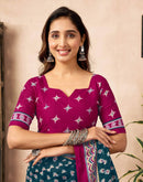 Ready To Wear Rama Blue Cotton Printed Saree