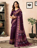 Shweta Tiwari Plum Wine Ready To Wear Cotton Saree