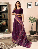 Shweta Tiwari Plum Wine Ready To Wear Cotton Saree