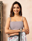 Ready To Wear White Cotton Printed Saree