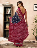 Ready To Wear Navy Blue Cotton Printed Saree