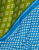 Ready To Wear Parrot Green Cotton Printed Saree