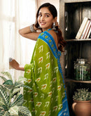 Ready To Wear Parrot Green Cotton Printed Saree
