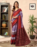 Ready To Wear Dusty Lavender Cotton Printed Saree