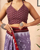 Ready To Wear Dusty Lavender Cotton Printed Saree