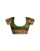 Ready To Wear Lemon Green Chanderi Cotton Printed Saree