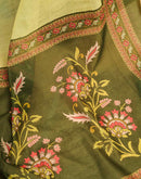 Ready To Wear Lemon Green Chanderi Cotton Printed Saree