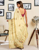 Ready To Wear Light Beige Chanderi Cotton Printed Saree