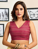 Ready To Wear Light Beige Chanderi Cotton Printed Saree