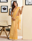 Ready To Wear Yellow Chanderi Cotton Printed Saree