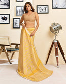 Ready To Wear Yellow Chanderi Cotton Printed Saree