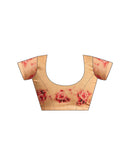 Ready To Wear Red Linen Floral Printed Saree