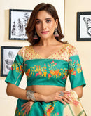 Ready To Wear Beige Silk Printed Saree