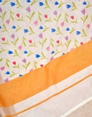 Ready To Wear Off White Linen Floral Printed Saree