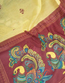 Ready To Wear Lemon Yellow Linen Printed Saree