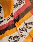 Ready To Wear Yellow Linen Printed Saree