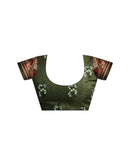 Ready To Wear Light Green Linen Floral Printed Saree