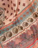 Ready To Wear Peach Linen Printed Saree