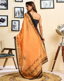 Ready To Wear Light Orange Linen Printed Saree