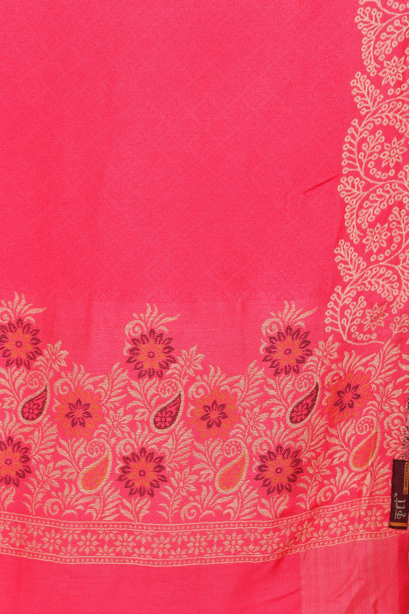 KRITI Floral Border Woollen Carrot Color Stole For Girl