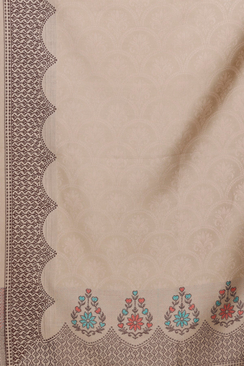 KRITI Paisley Designer Woollen Beige Colour Stole For Girl