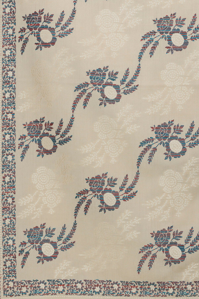 KRITI  Floral Pattern Woollen  Beige Color Stole For Girl