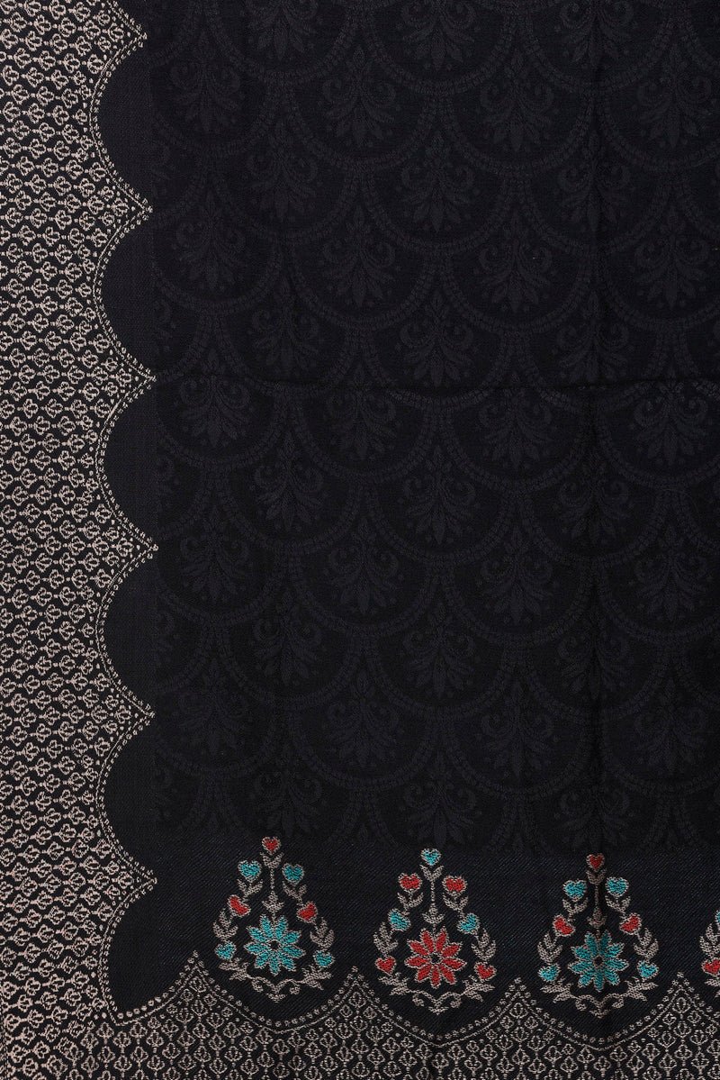 KRITI Paisley Designer Woollen Black Colour Stole For Girl
