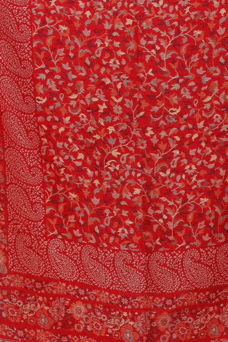 KRITI Allover Floral Woollen Maroon Stole For Girl