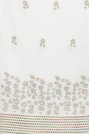 KRITI Floral Border Woollen White Color Stole For Girl