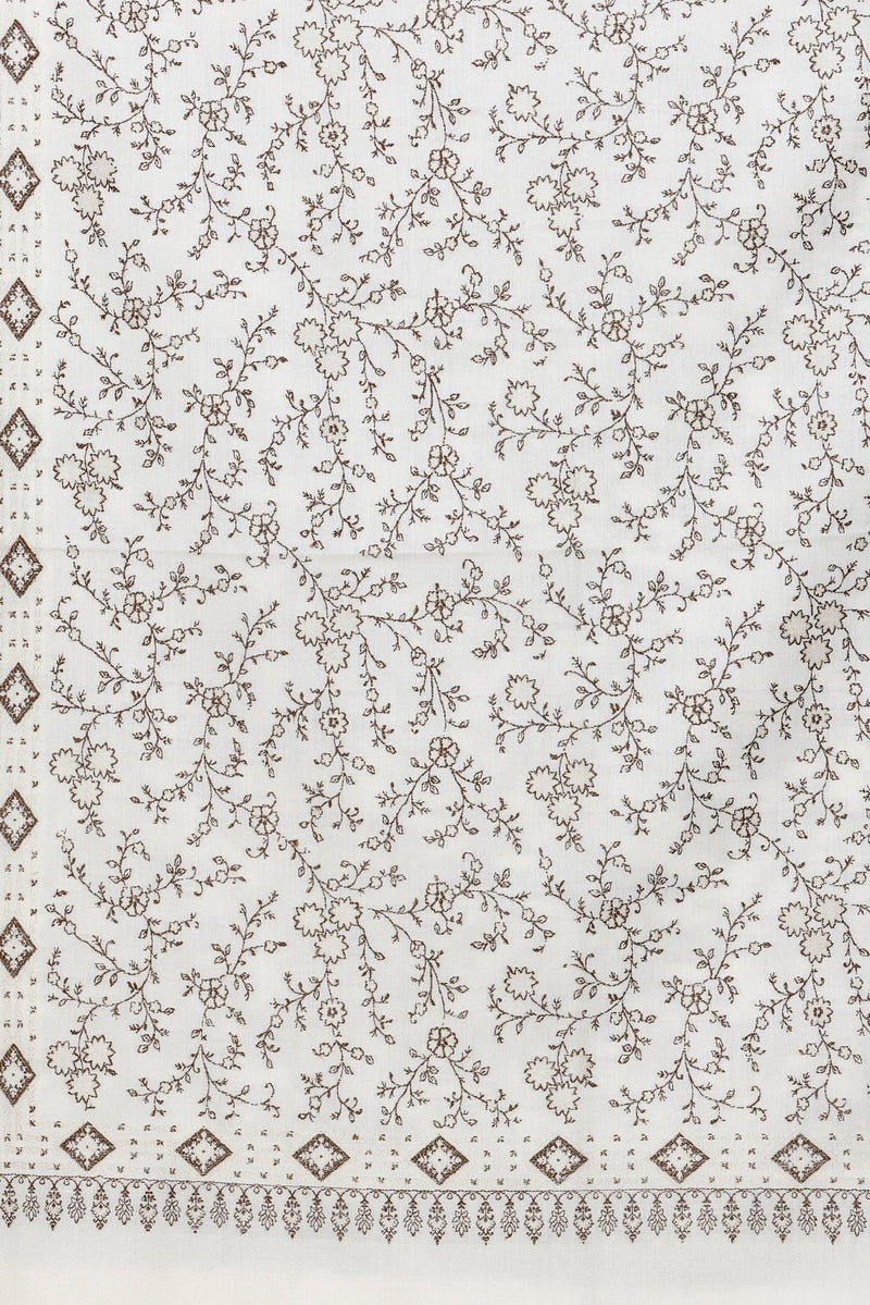 KRITI Floral Pattern Woollen White Color Stole For Girl